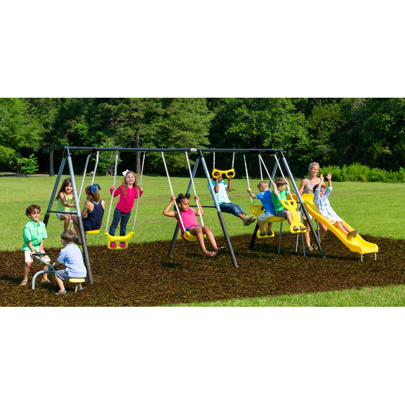 XDP Recreation Rising Sun Playground Outdoor Swing Set, Glider, SeeSaw